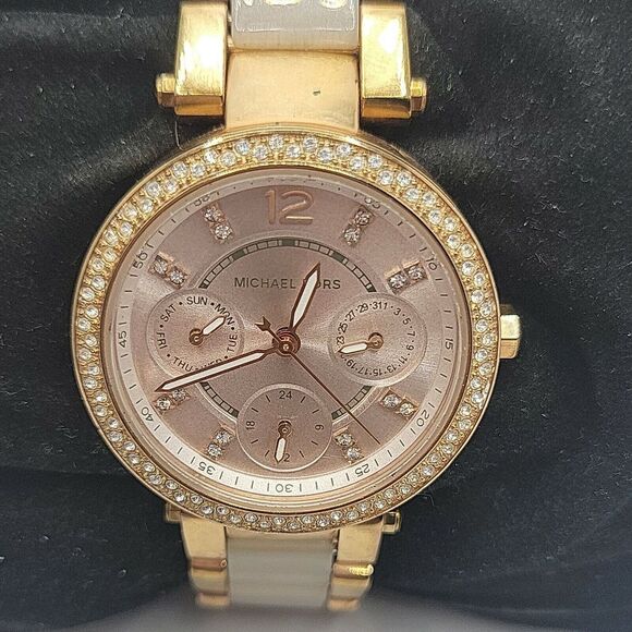 Michael Kors Parker MK6110 Womens Stainless Steel Analog Dial Quartz Watch BC684 - Picture 1 of 10